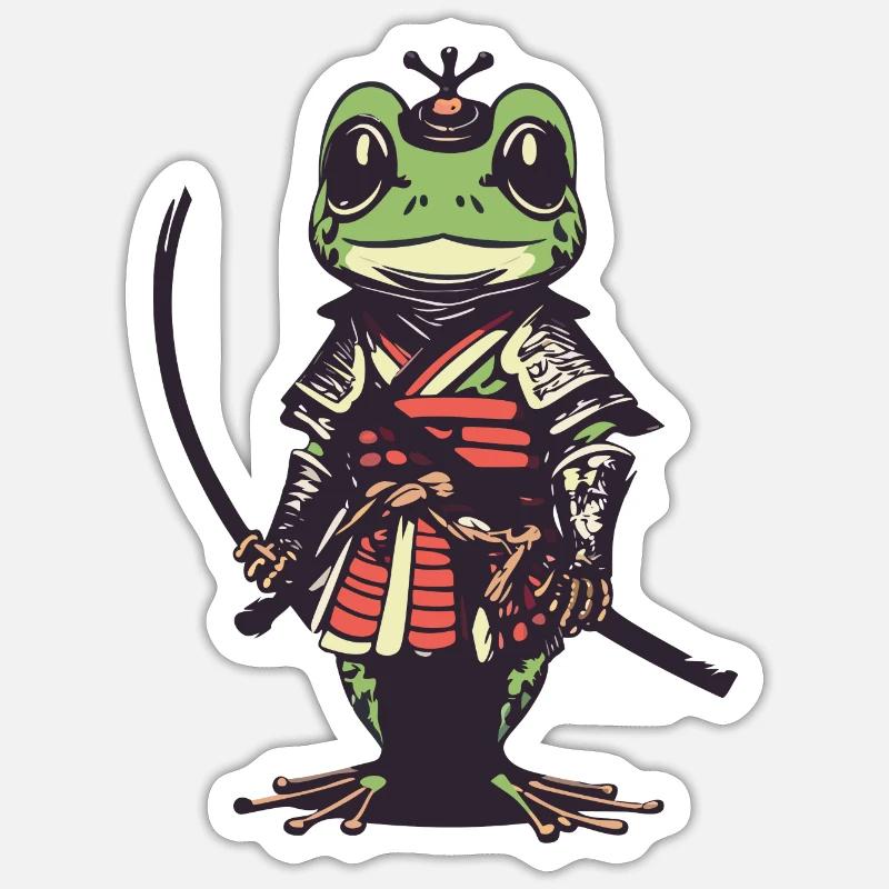 Samurai Frog - Sticker size S (10 x 10 cm) - white matte