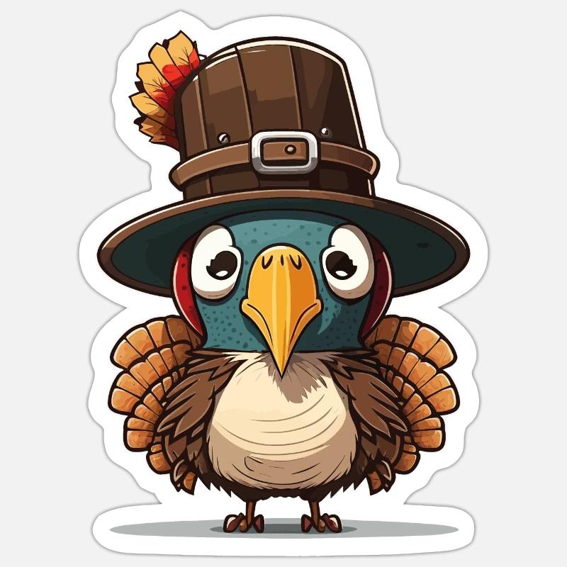 Dinde de Thanksgiving - Sticker taille S (10 x 10 cm) - blanc mat