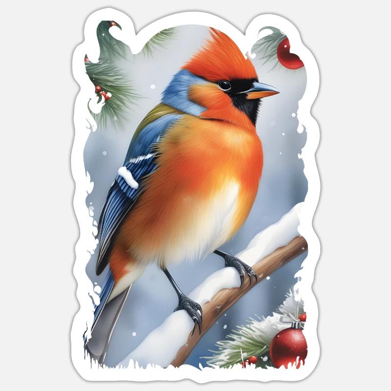 Weihnachtsvogel 5 - Sticker Größe S (10 x 10 cm) - Mattweiß