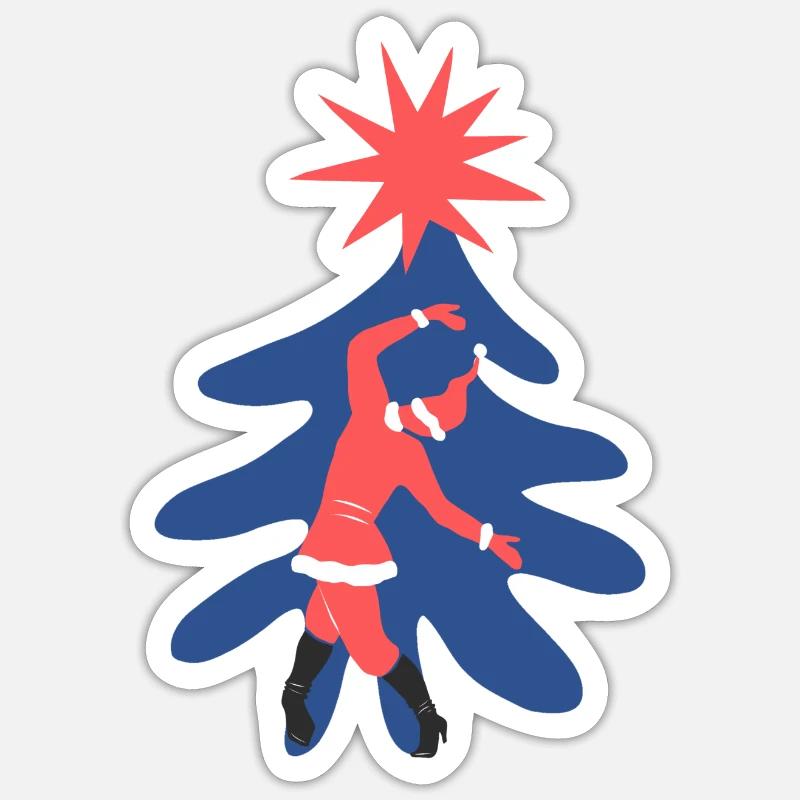 Tanzender Weihnachtsmann - Sticker Größe S (10 x 10 cm) - Mattweiß