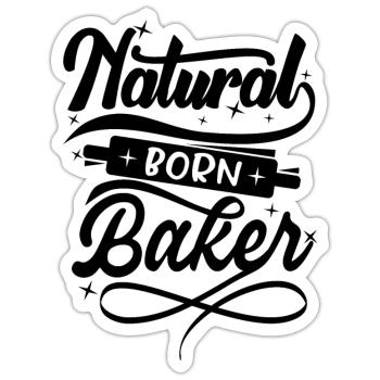 Natural born Baker - Sticker Größe S (10 x 10 cm) - Mattweiß - Vorne