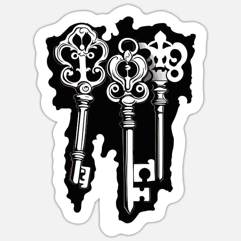 Key / Lock / Locked / Security - Sticker size S (10 x 10 cm) - white matte