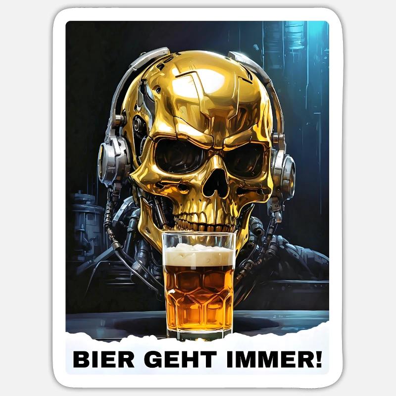 Bier Experte Skull 1.1 - Sticker Größe S (10 x 10 cm) - Mattweiß