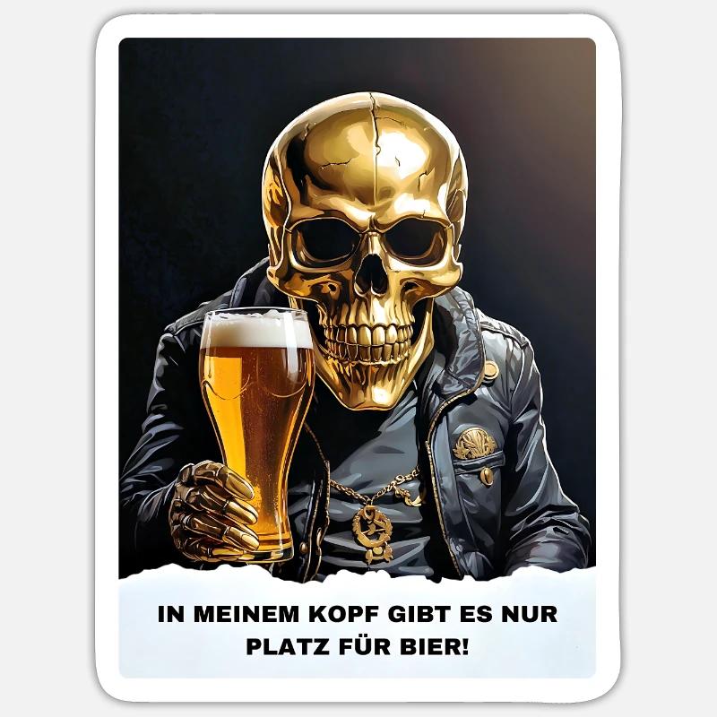Bier Experte Skull 1.9 - Sticker Größe S (10 x 10 cm) - Mattweiß