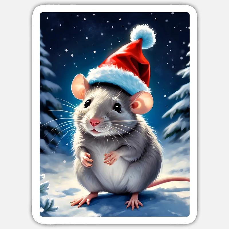 Winterlandschaft Ratte 1.1 - Sticker Größe S (10 x 10 cm) - Mattweiß