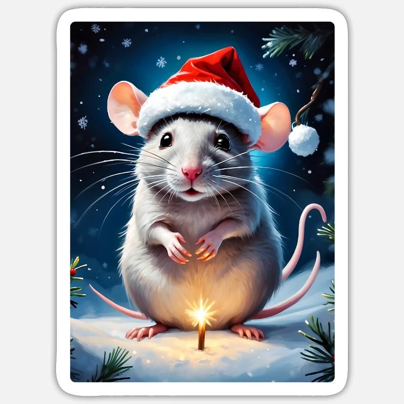 Winterlandschaft Ratte 1.6 - Sticker Größe S (10 x 10 cm) - Mattweiß