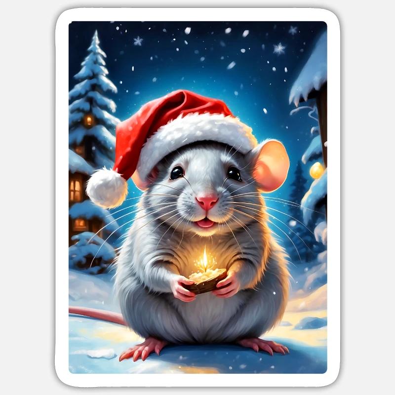 Winterlandschaft Ratte 1.7 - Sticker Größe S (10 x 10 cm) - Mattweiß