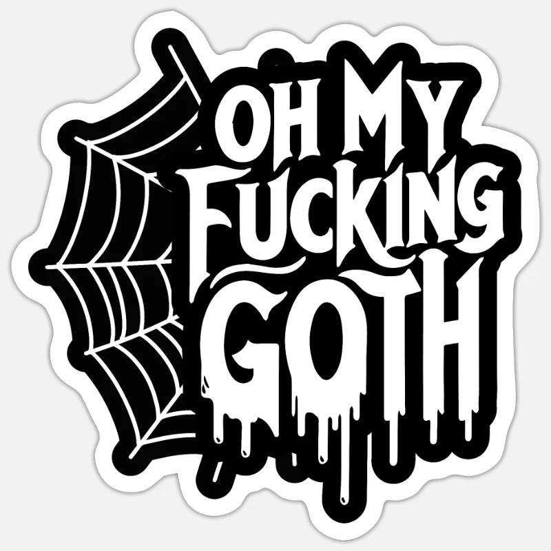 Edgy Gothic Slogan Tee - Bold Statement Spiderweb - Sticker size S (10 x 10 cm) - white matte