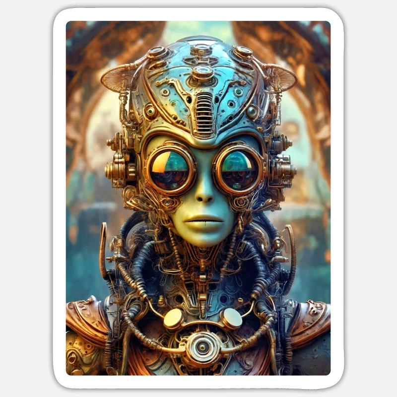 Steampunk Alien 1.14 - Sticker size S (10 x 10 cm) - white matte