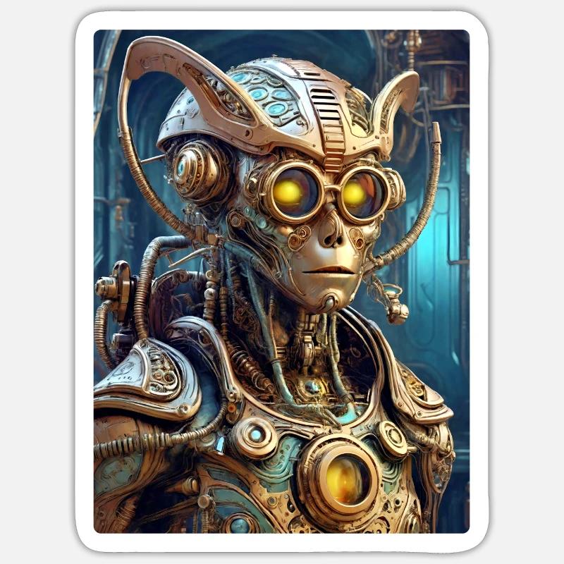 Extraterrestre steampunk 1.4 - Sticker taille S (10 x 10 cm) - blanc mat