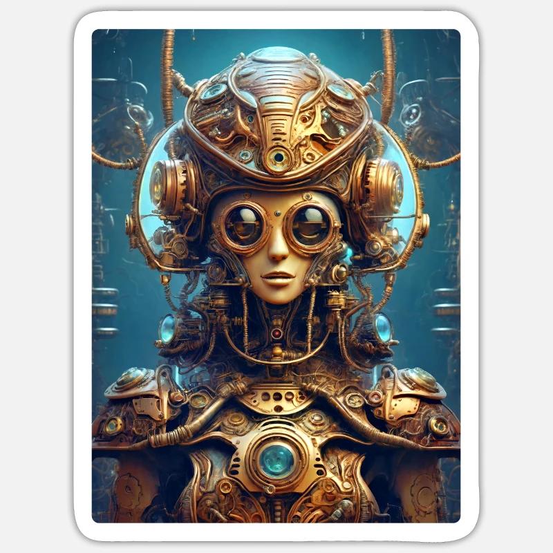 Extraterrestre steampunk 1.15 - Sticker taille S (10 x 10 cm) - blanc mat