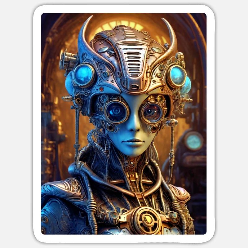 Steampunk Alien 1.19 - Sticker size S (10 x 10 cm) - white matte