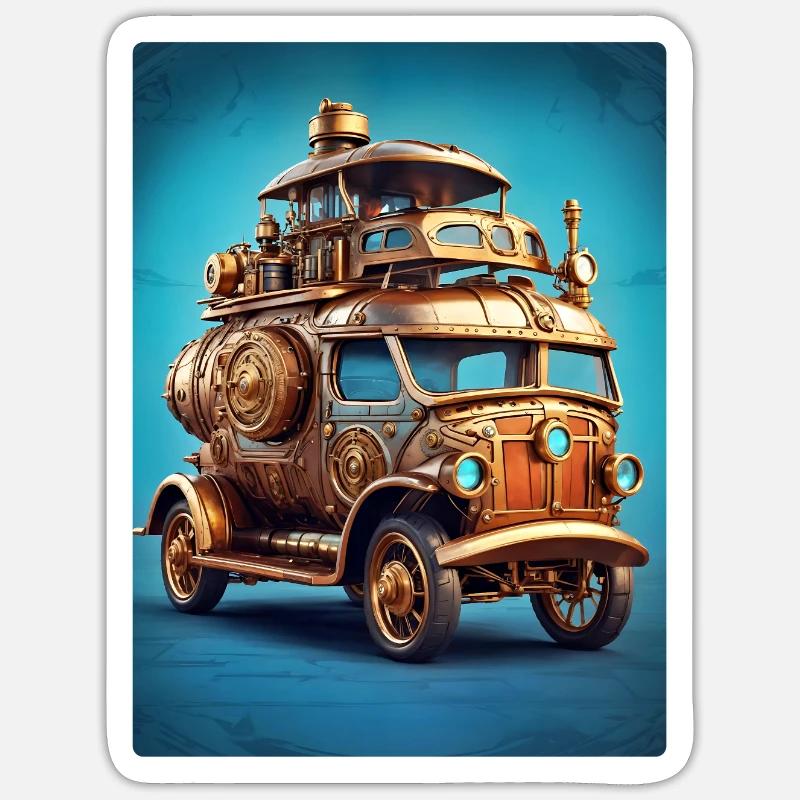 Steampunk Automobile 1.13 - Sticker size S (10 x 10 cm) - white matte