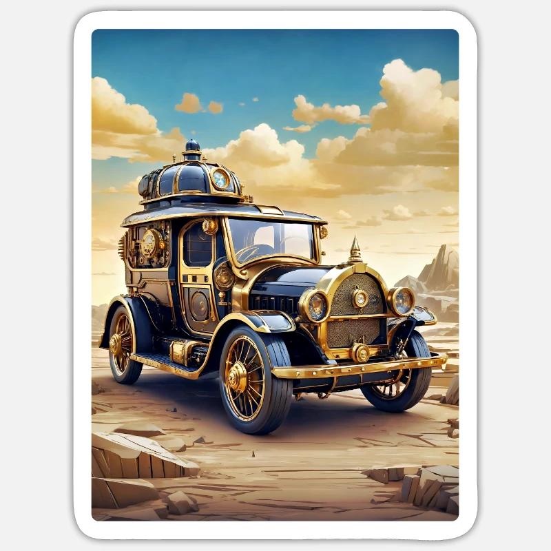 Steampunk Automobile 1.16 - Sticker size S (10 x 10 cm) - white matte