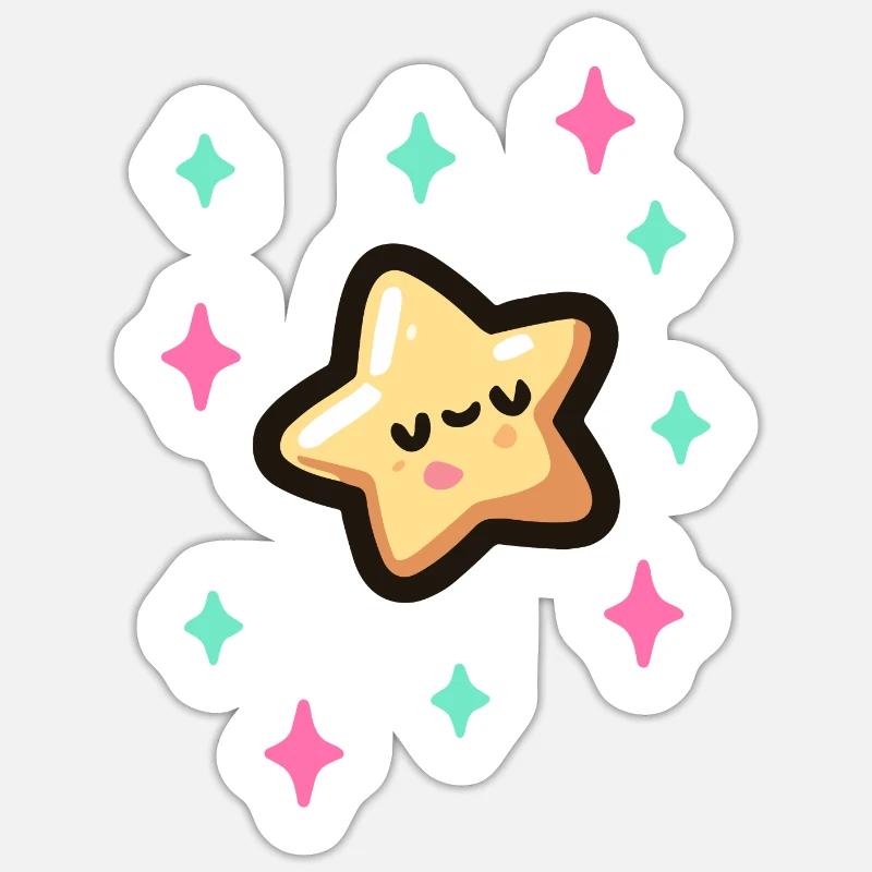 Etoile douce endormie - Sticker taille S (10 x 10 cm) - blanc mat