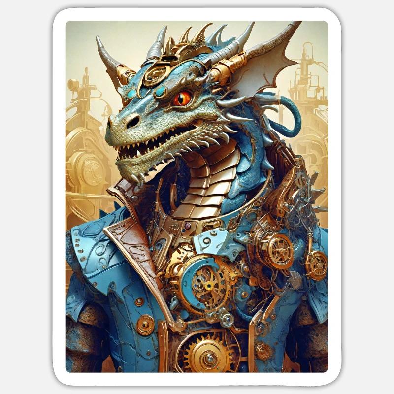 Dragon Steampunk 1.15 - Sticker taille S (10 x 10 cm) - blanc mat