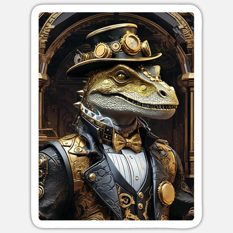 Steampunk Dino 1.4 - Sticker size S (10 x 10 cm) - white matte