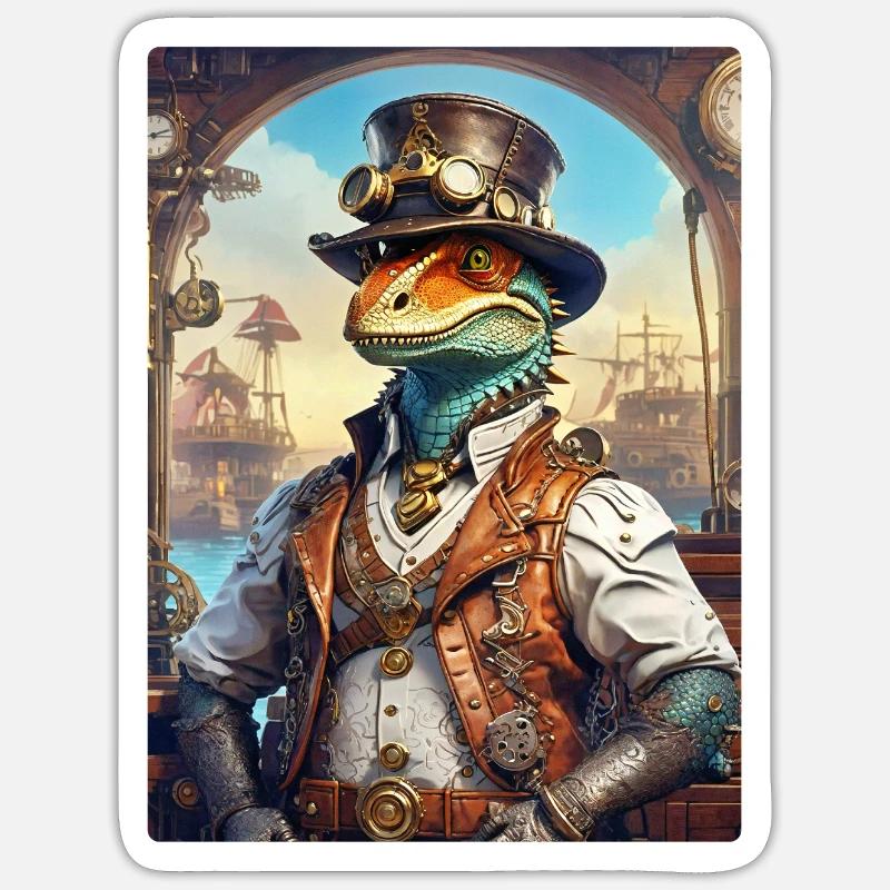 Steampunk Dino 1.9 - Sticker size S (10 x 10 cm) - white matte