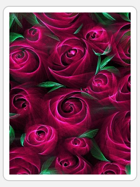 Romantik roter Rosenstrauß Liebe modern - Sticker Größe S (10 x 10 cm) - Mattweiß