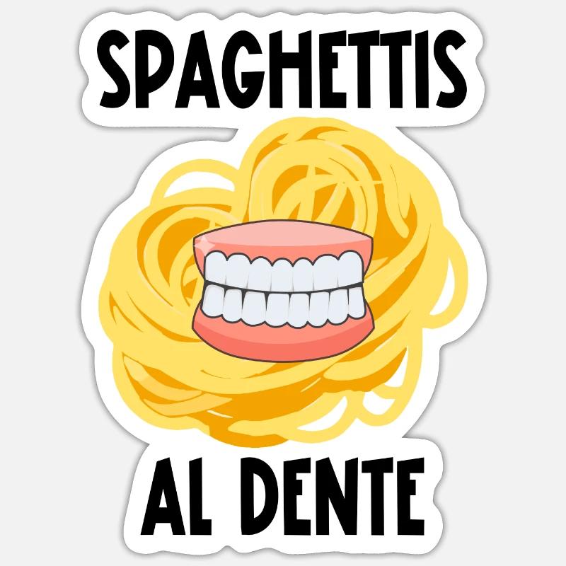 spaghettis al dente - Sticker taille S (10 x 10 cm) - blanc mat