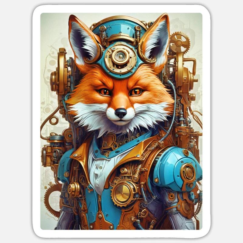 Steampunk Pompier Fox 1.8 - Sticker taille S (10 x 10 cm) - blanc mat
