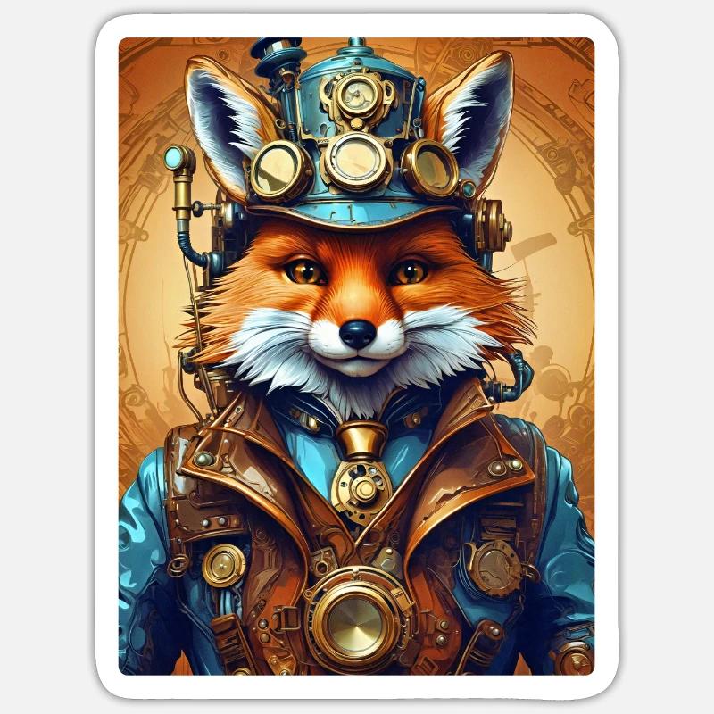 Steampunk Pompier Fox 1.12 Sticker taille S (10 x 10 cm)