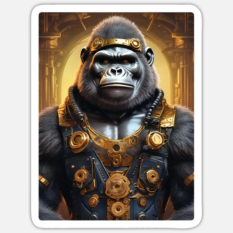 Steampunk Gorilla 1.5 - Sticker size S (10 x 10 cm) - white matte