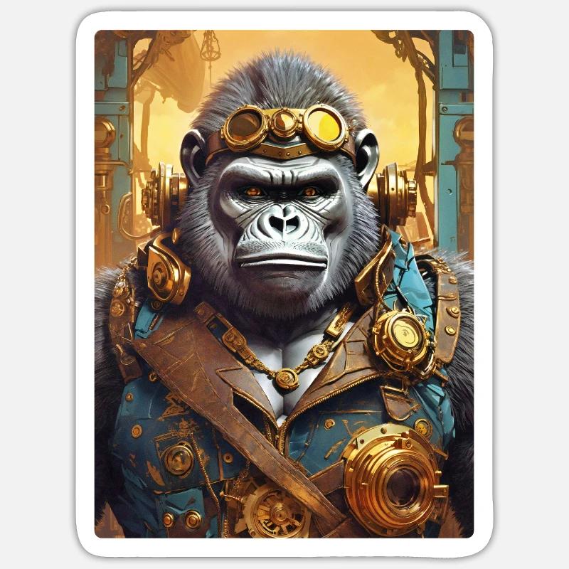 Steampunk Gorilla 1.11 Sticker size S (10 x 10 cm)
