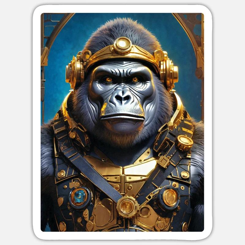 Steampunk Gorilla 1.12 - Sticker size S (10 x 10 cm) - white matte