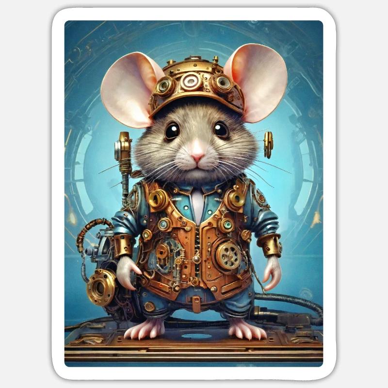 Steampunk Mouse 1.3 - Sticker size S (10 x 10 cm) - white matte