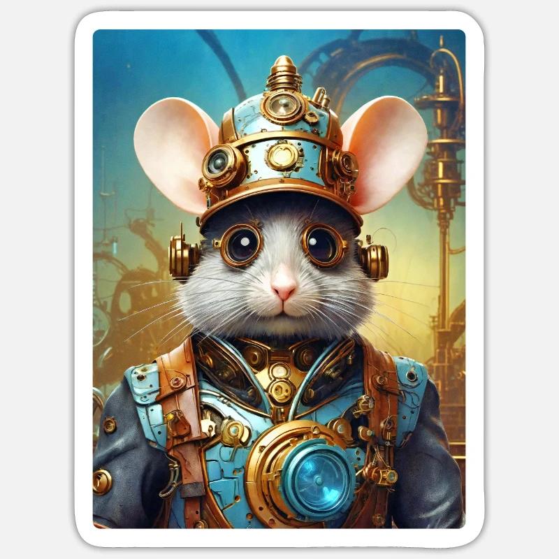 Steampunk Mouse 1.4 - Sticker size S (10 x 10 cm) - white matte