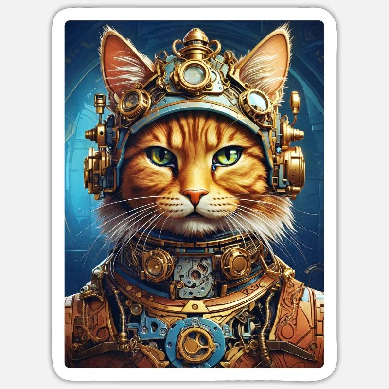 Chat steampunk 1.13 Sticker taille S (10 x 10 cm)