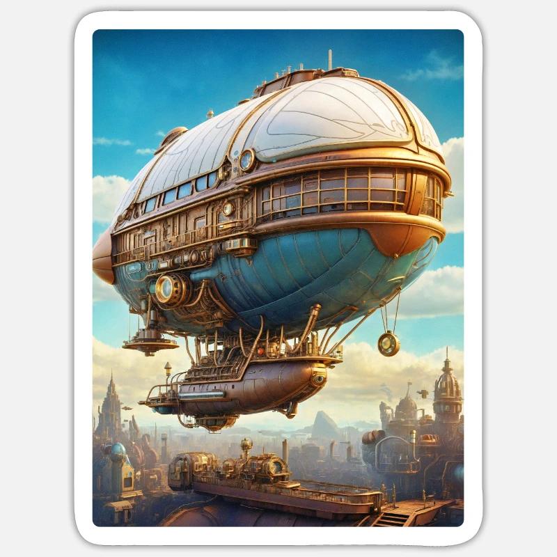 Dirigeable Steampunk 1.1 Sticker taille S (10 x 10 cm)