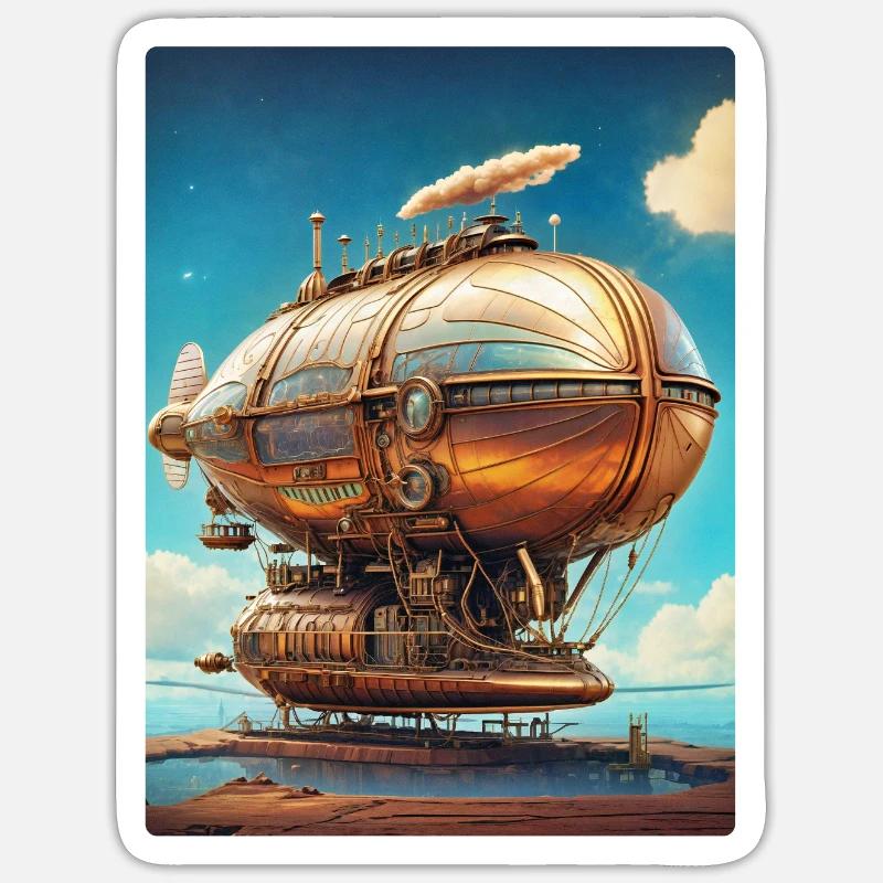 Dirigeable Steampunk 1.8 Sticker taille S (10 x 10 cm)