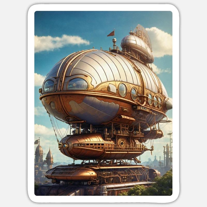 Steampunk Luftschiff 1.2 - Sticker Größe S (10 x 10 cm) - Mattweiß