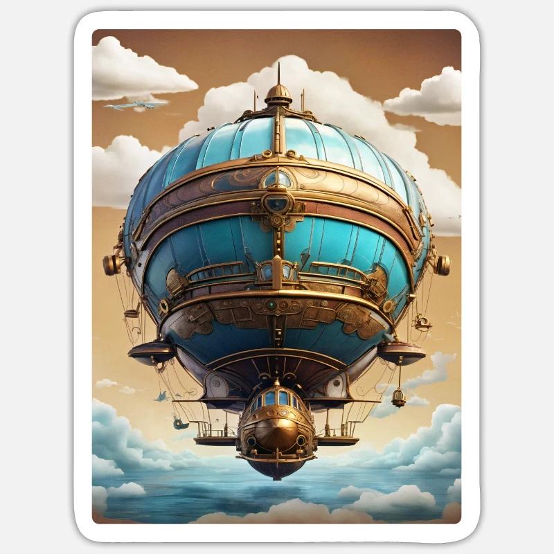 Dirigeable Steampunk 1.5 Sticker taille S (10 x 10 cm)