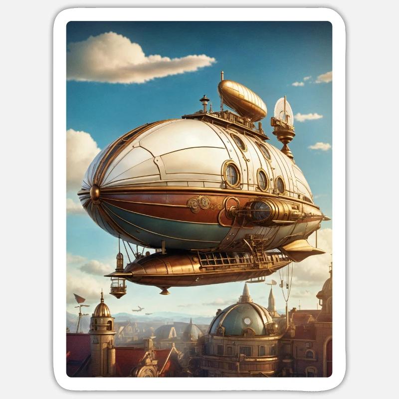 Steampunk Luftschiff 1.9 - Sticker Größe S (10 x 10 cm) - Mattweiß