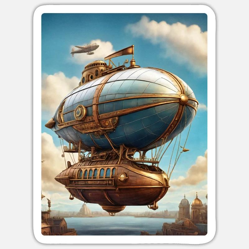 Dirigeable Steampunk 1.10 Sticker taille S (10 x 10 cm)