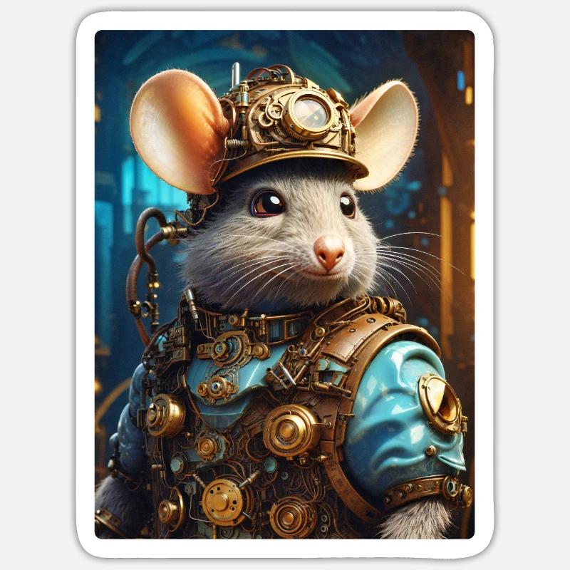 Steampunk Ratte 1.8 - Sticker Größe S (10 x 10 cm) - Mattweiß