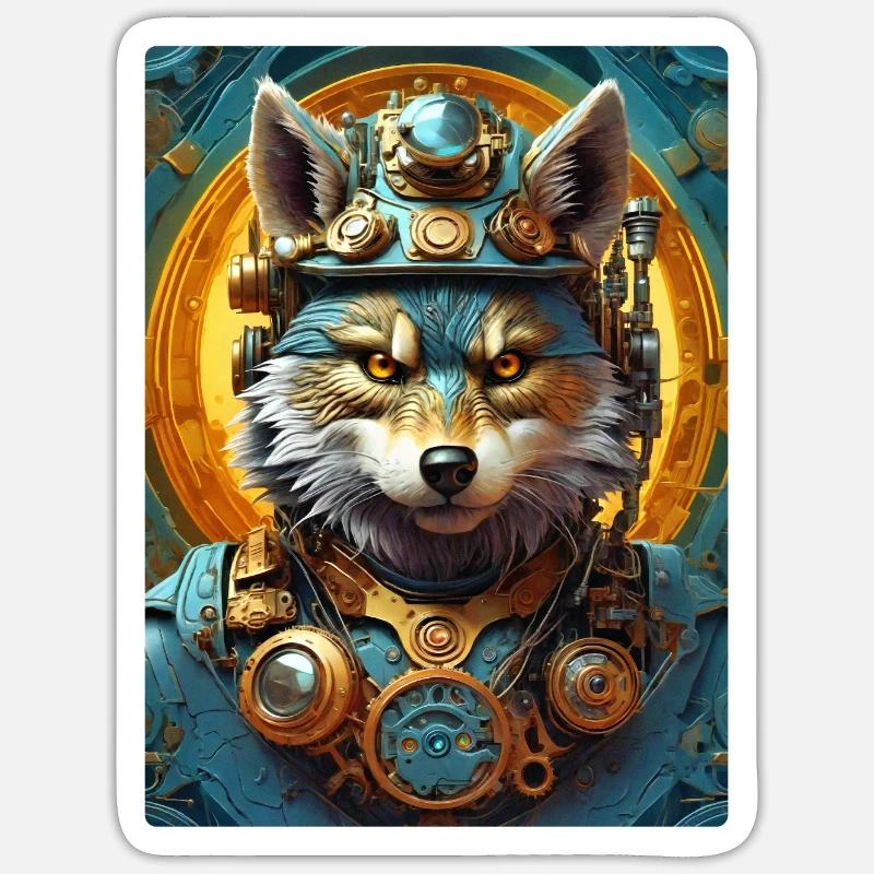 Steampunk Wolf 1.1 - Sticker size S (10 x 10 cm) - white matte
