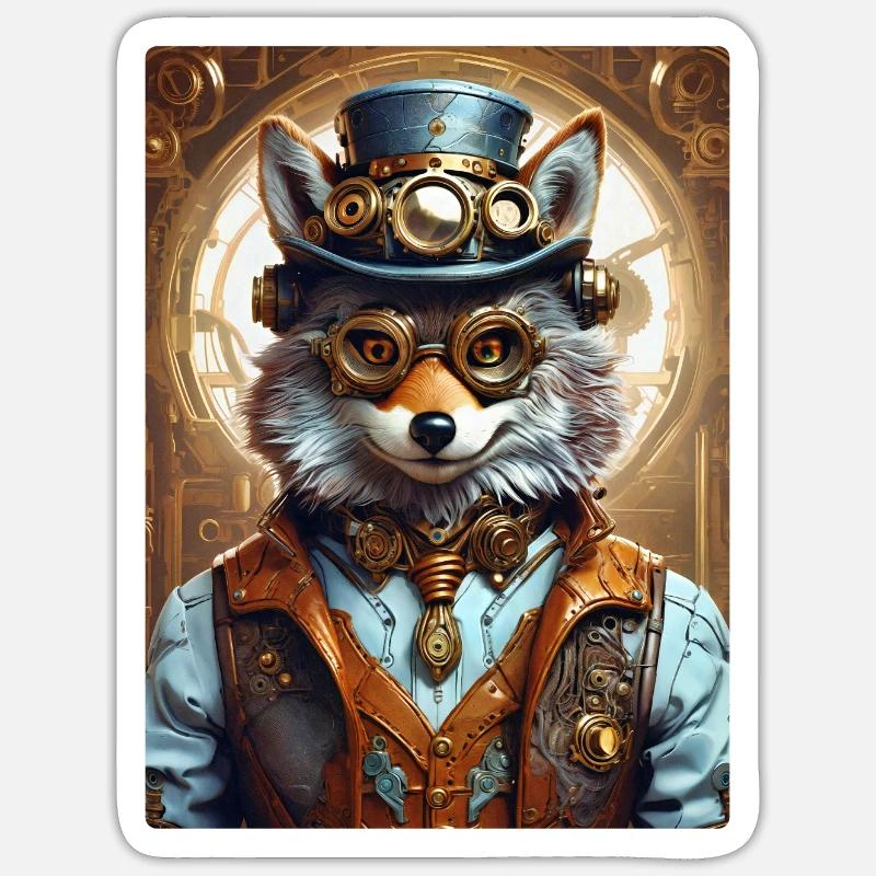 Steampunk Wolf 1.5 - Sticker size S (10 x 10 cm) - white matte
