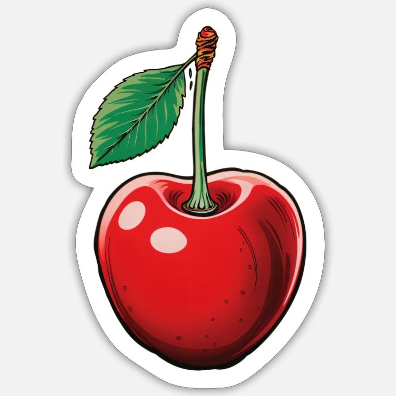 Cherry, single fruit - Sticker size S (10 x 10 cm) - white matte