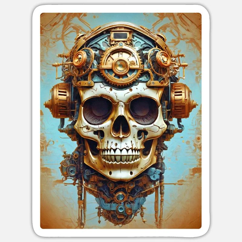 Steampunk Skull 1.6 - Sticker Größe S (10 x 10 cm) - Mattweiß