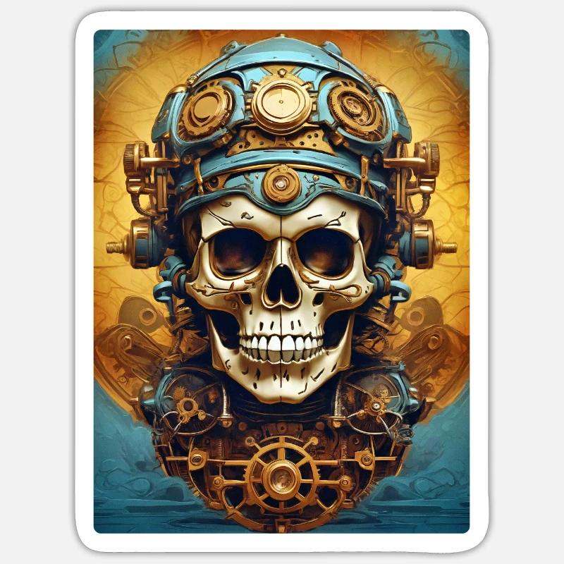 Steampunk Skull 1.14 - Sticker size S (10 x 10 cm) - white matte