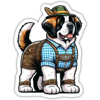 Bernhardiner Hund Bayern - Sticker Größe S (10 x 10 cm) - Mattweiß - Vorne