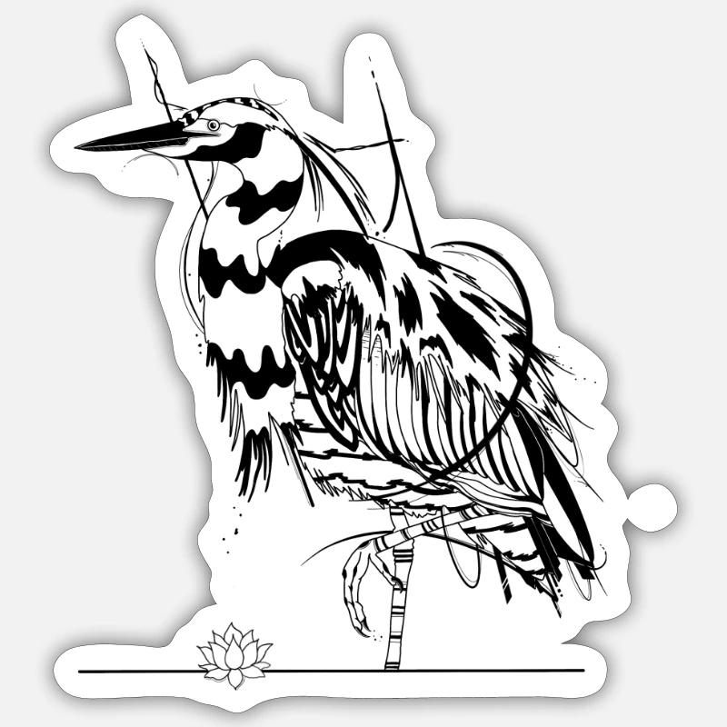 Héron - Sticker taille S (10 x 10 cm) - blanc mat
