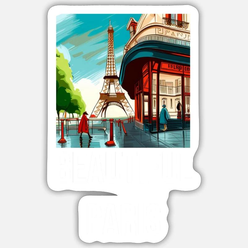 Beautiful Paris - das wunderschöne Paris - Sticker Größe S (10 x 10 cm) - Mattweiß