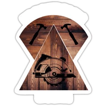 Charpentier, charpentier, charpentier, charpentier, artisan, bois - Sticker taille S (10 x 10 cm) - blanc mat - Devant