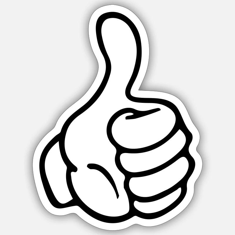 hand thumb like comic - Sticker size S (10 x 10 cm) - white matte