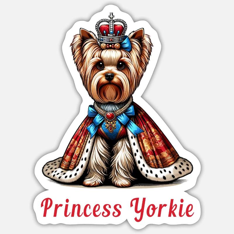 Princesse Yorkshire Terrier - Sticker taille S (10 x 10 cm) - blanc mat